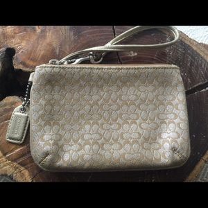 Coach Metallic Silver and Gold Wristlet